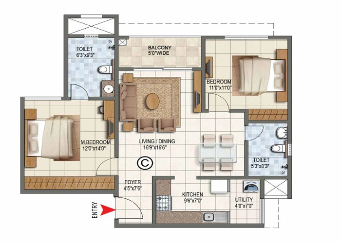 Featured Image of Prestige Avon 2 BHK Optima Apartment Floor Plan